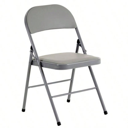 6pcs Elegant Foldable Iron PVC Chairs Convention Exhibition Gray