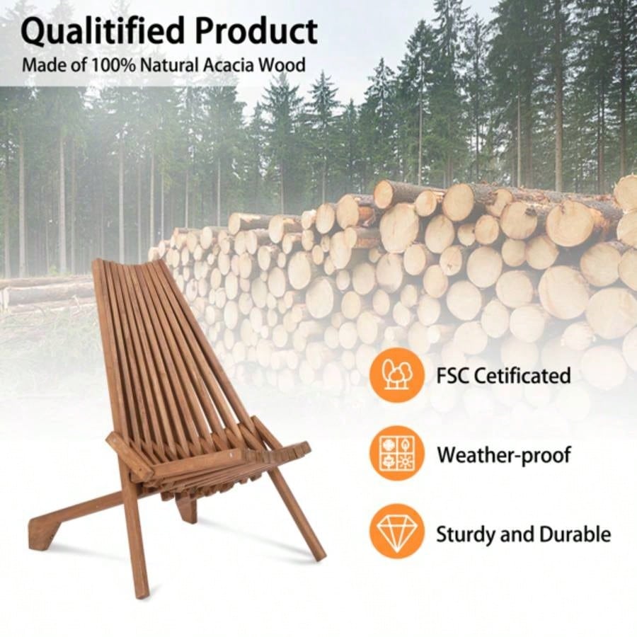Replace 66876605Wood Folding Chair Outdoor, Low Profile Acacia Wood Lounge Chair Balcony Porch Backyard Patio Lawn Garden