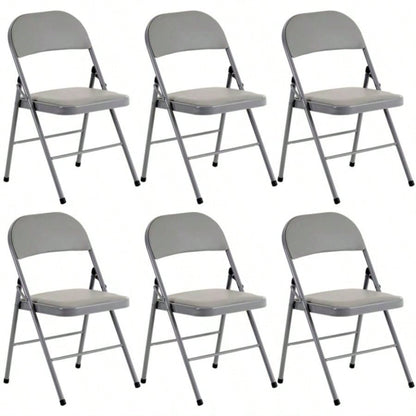 6pcs Elegant Foldable Iron PVC Chairs Convention Exhibition Gray