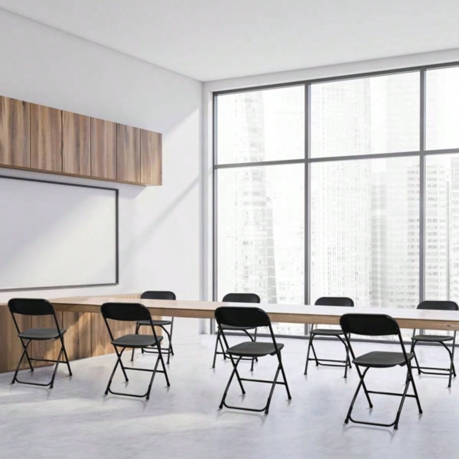 6pcs Injection Molding Classic Garden Plastic Folding Chair Black