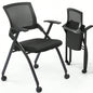 2 Pack Stackable Conference Room Chairs with Wheels, Folding Office Chair with Rebound Back, Padded Training Room, Guest, Reception, Event, Capacity 350lbs, Black