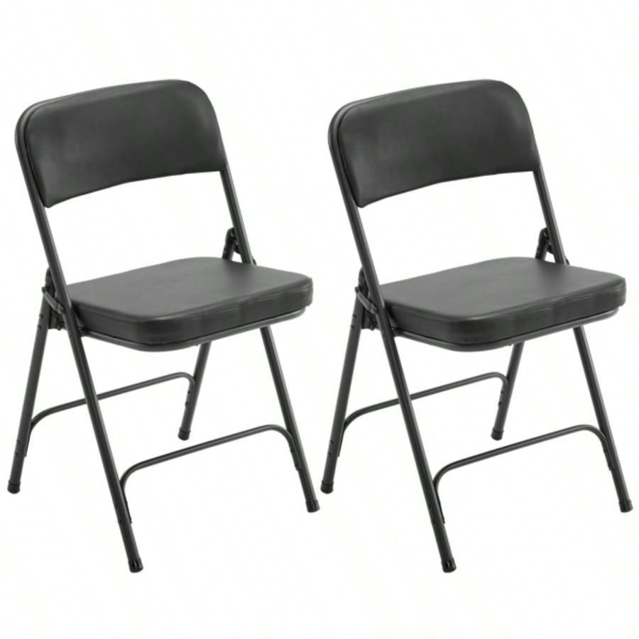 2 Pack Metal Folding Chairs with Padded and Back, Home and Office, Indoor and Outdoor Events Party Wedding, Black
