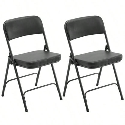 2 Pack Metal Folding Chairs with Padded and Back, Home and Office, Indoor and Outdoor Events Party Wedding, Black