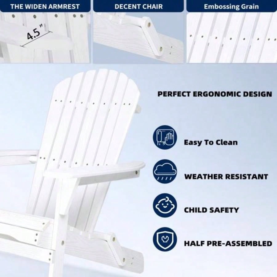 Wood Lounge Patio Chair Garden Outdoor Wooden Folding Embossed Adirondack Chair Set of 2 Solid Cedar Wood Lounge Patio Chair with Wood Grain