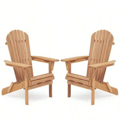 Wooden Outdoor Folding Adirondack Chair Set of 2 Wood Lounge Patio Chair Garden, Garden, Lawn, Backyard, Deck, Pool Side, Fire Pit, Half Assembled,