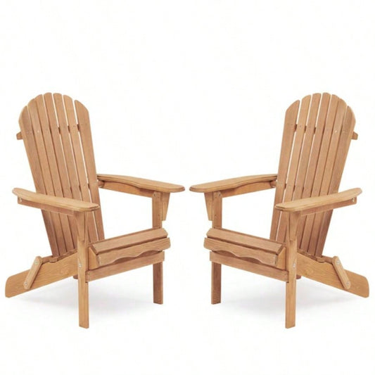 Wooden Outdoor Folding Adirondack Chair Set of 2 Wood Lounge Patio Chair Garden, Garden, Lawn, Backyard, Deck, Pool Side, Fire Pit, Half Assembled,