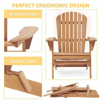 Wooden Outdoor Folding Adirondack Chair Set of 2 Wood Lounge Patio Chair Garden, Garden, Lawn, Backyard, Deck, Pool Side, Fire Pit, Half Assembled,