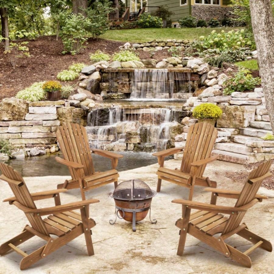 Wooden Outdoor Folding Adirondack Chair Set of 2 Wood Lounge Patio Chair Garden, Garden, Lawn, Backyard, Deck, Pool Side, Fire Pit, Half Assembled,