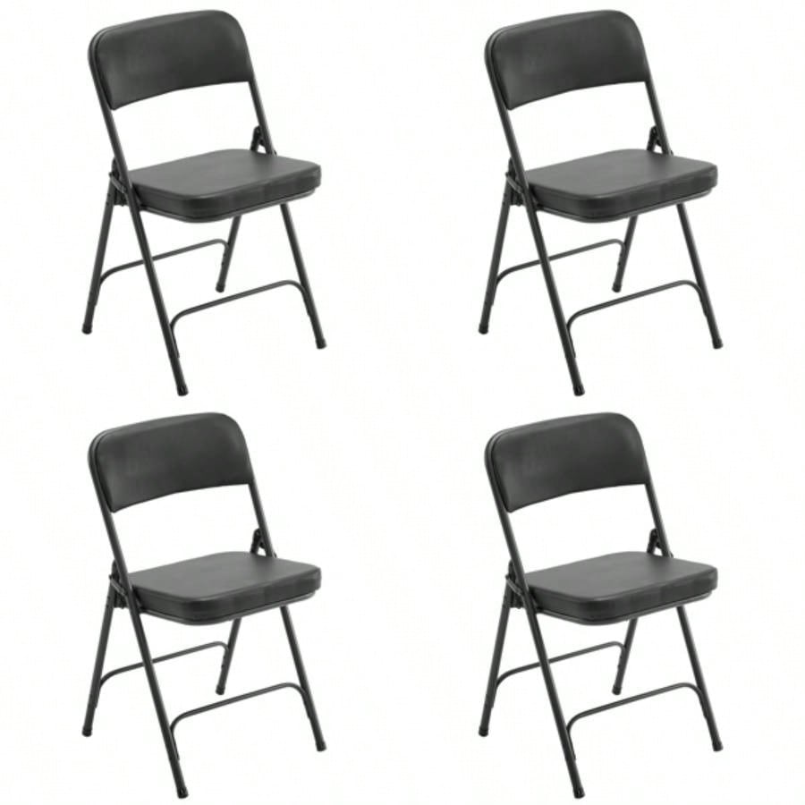 4 Pack Metal Folding Chairs with Padded and Back, Home and Office, Indoor and Outdoor Events Party Wedding, Black