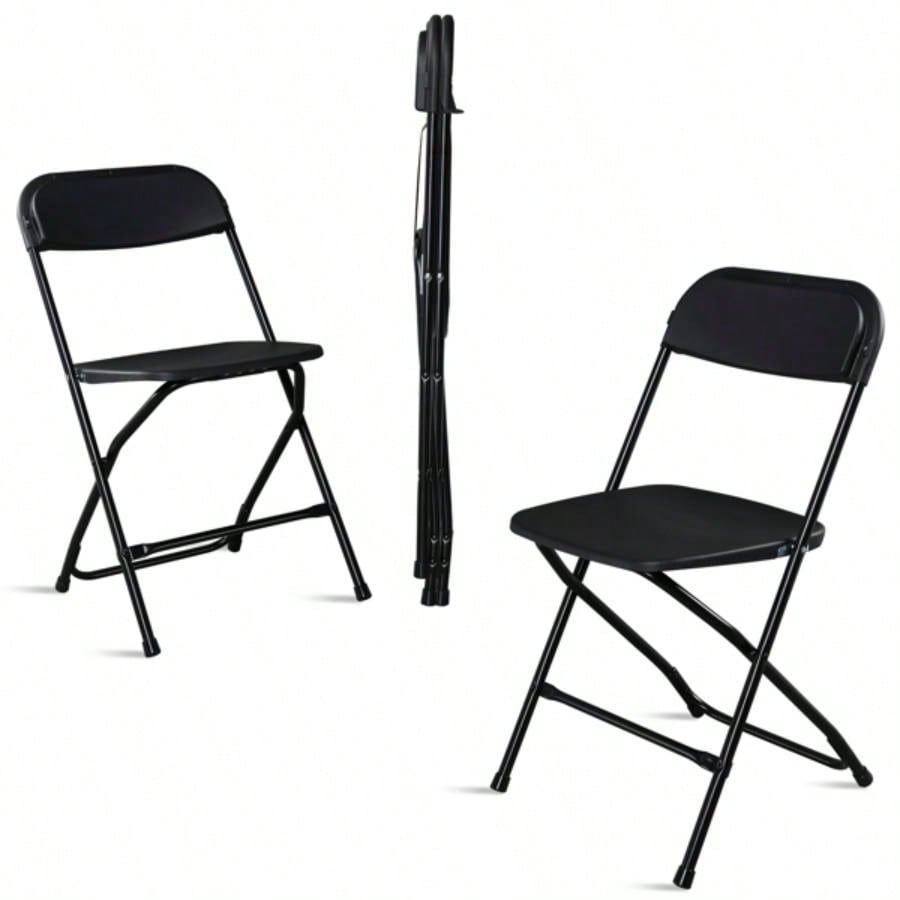 4pcs Injection Molding Classic Garden Plastic Folding Chair Black