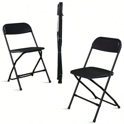 4pcs Injection Molding Classic Garden Plastic Folding Chair Black
