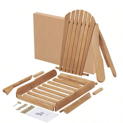 Wooden Outdoor Folding Adirondack Chair Set of 2 Wood Lounge Patio Chair Garden, Garden, Lawn, Backyard, Deck, Pool Side, Fire Pit, Half Assembled,