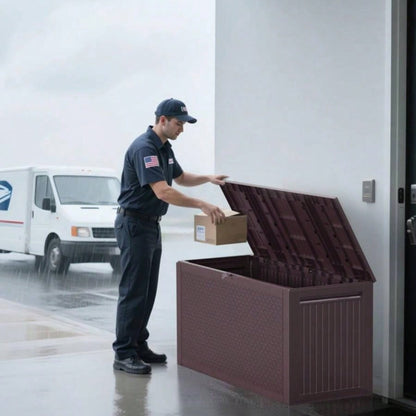 90gal Outdoor Garden Plastic Storage Deck Box Chest Tools Cushions Toys Lockable