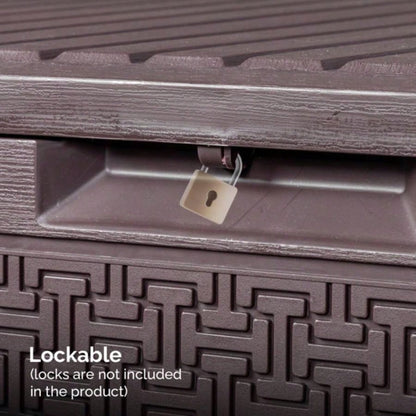 90gal Outdoor Garden Plastic Storage Deck Box Chest Tools Cushions Toys Lockable