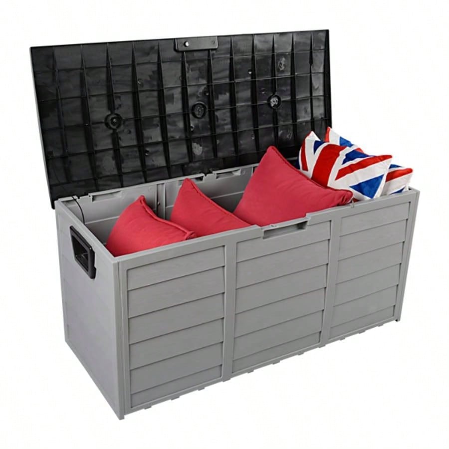 75gal 260L Outdoor Garden Plastic Storage Deck Box Chest Tools Cushions Toys Lockable
