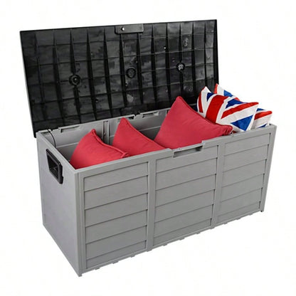 75gal 260L Outdoor Garden Plastic Storage Deck Box Chest Tools Cushions Toys Lockable