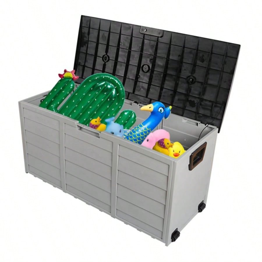 75gal 260L Outdoor Garden Plastic Storage Deck Box Chest Tools Cushions Toys Lockable