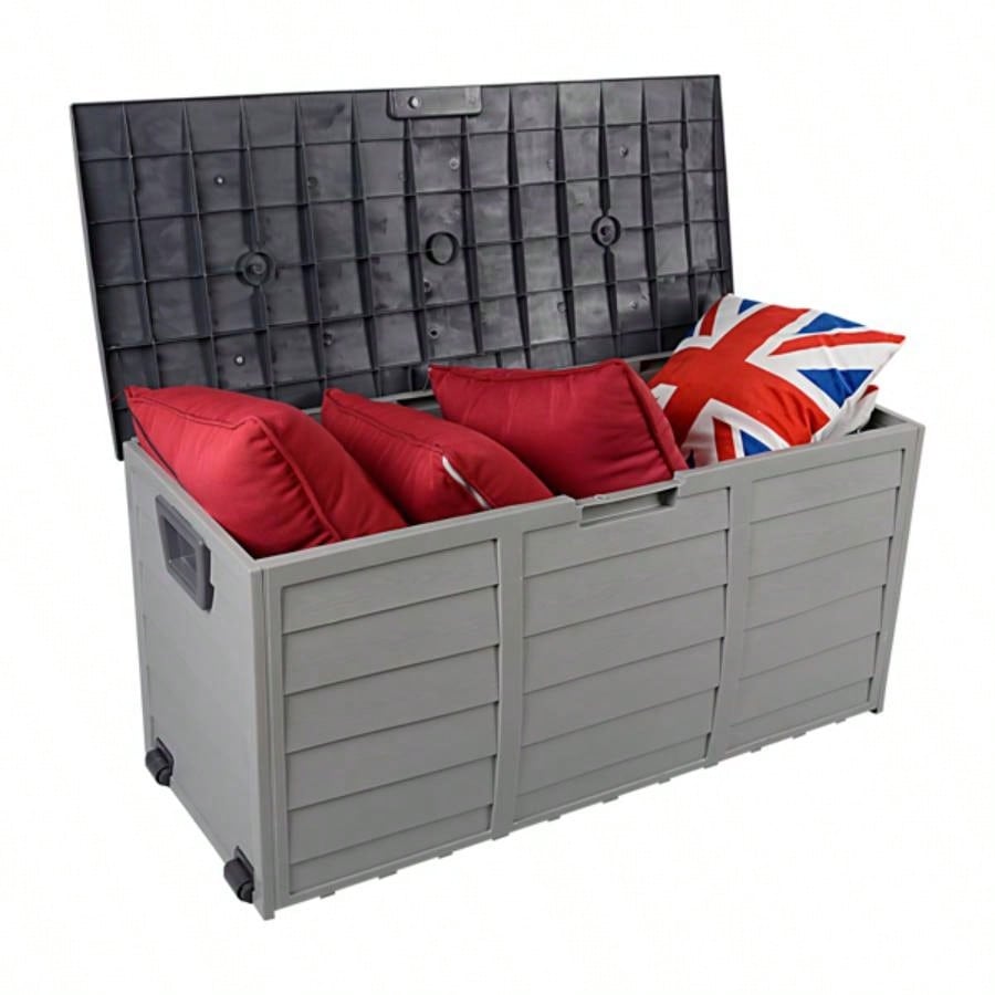 75gal 260L Outdoor Garden Plastic Storage Deck Box Chest Tools Cushions Toys Lockable