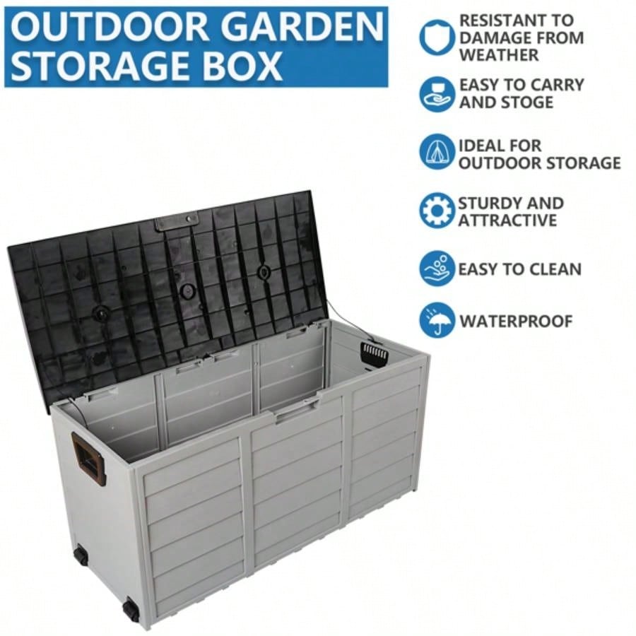75gal 260L Outdoor Garden Plastic Storage Deck Box Chest Tools Cushions Toys Lockable