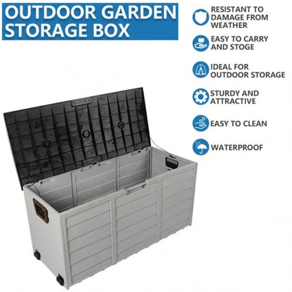 75gal 260L Outdoor Garden Plastic Storage Deck Box Chest Tools Cushions Toys Lockable