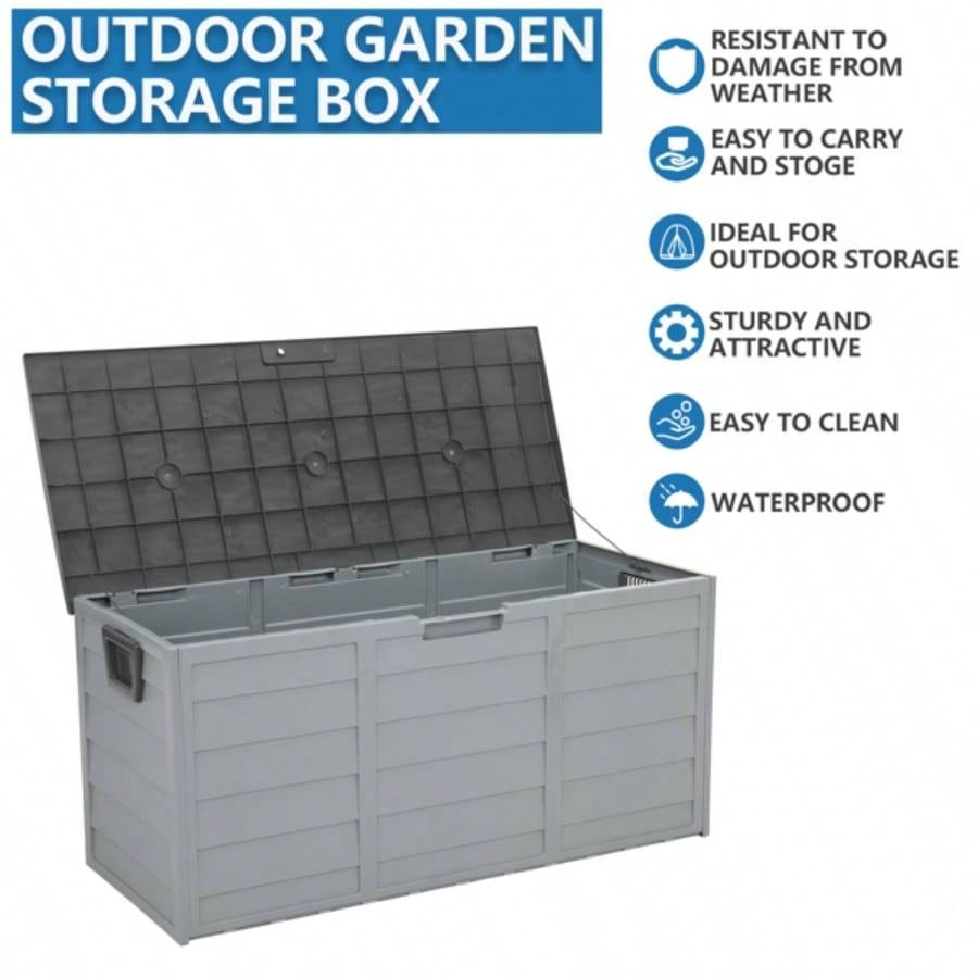 75gal 260L Outdoor Garden Plastic Storage Deck Box Chest Tools Cushions Toys Lockable