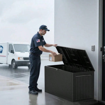 90gal Outdoor Garden Plastic Storage Deck Box Chest Tools Cushions Toys Lockable