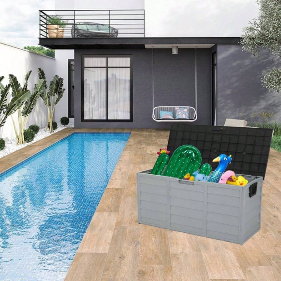 75gal 260L Outdoor Garden Plastic Storage Deck Box Chest Tools Cushions Toys Lockable