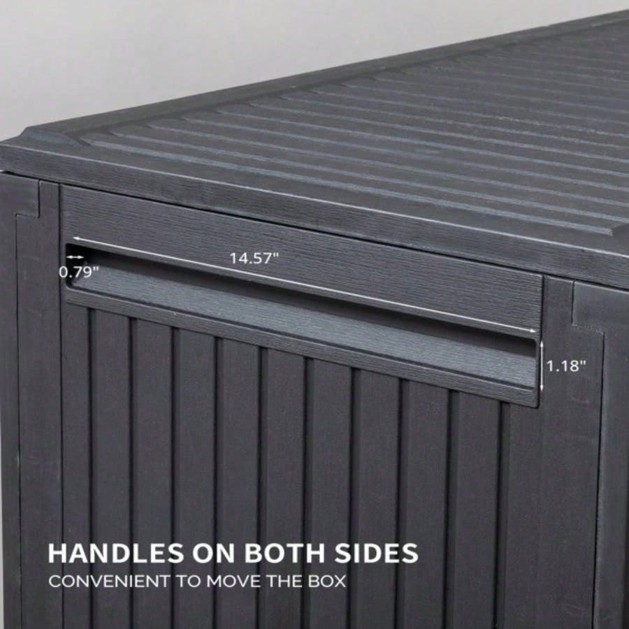 90gal Outdoor Garden Plastic Storage Deck Box Chest Tools Cushions Toys Lockable