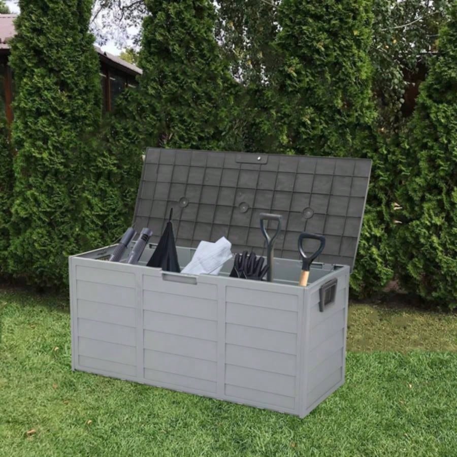 75gal 260L Outdoor Garden Plastic Storage Deck Box Chest Tools Cushions Toys Lockable