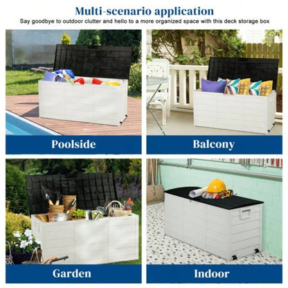 75gal 280L Outdoor Garden Plastic Storage Deck Box Chest Tools Cushions Toys Lockable