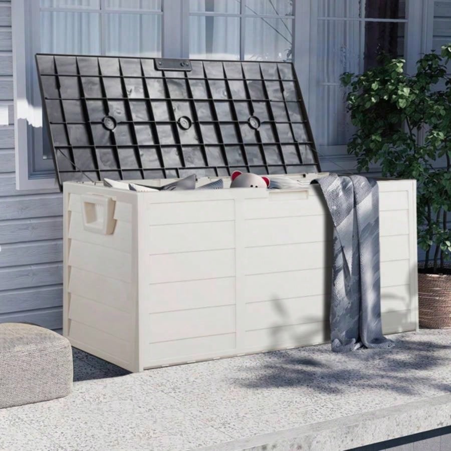 75gal 280L Outdoor Garden Plastic Storage Deck Box Chest Tools Cushions Toys Lockable
