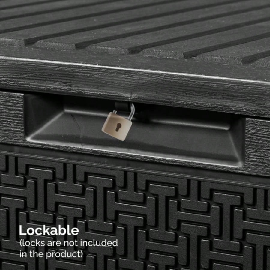 90gal Outdoor Garden Plastic Storage Deck Box Chest Tools Cushions Toys Lockable