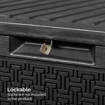 90gal Outdoor Garden Plastic Storage Deck Box Chest Tools Cushions Toys Lockable