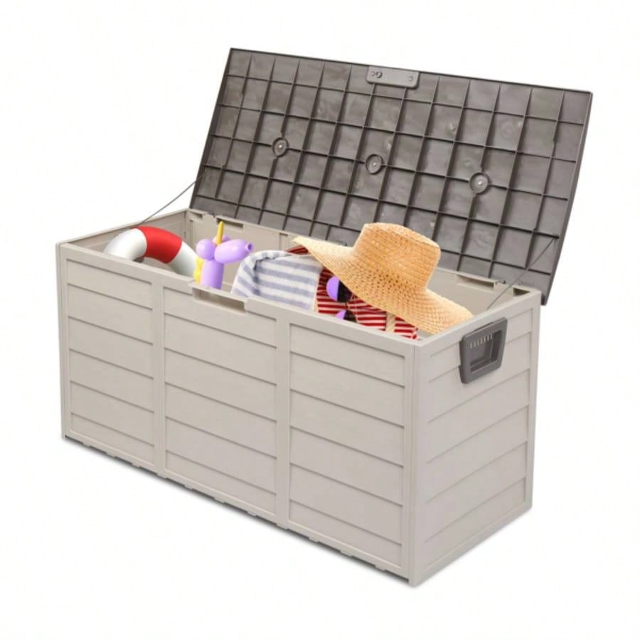 75gal 260L Outdoor Garden Plastic Storage Deck Box Chest Tools Cushions Toys Lockable