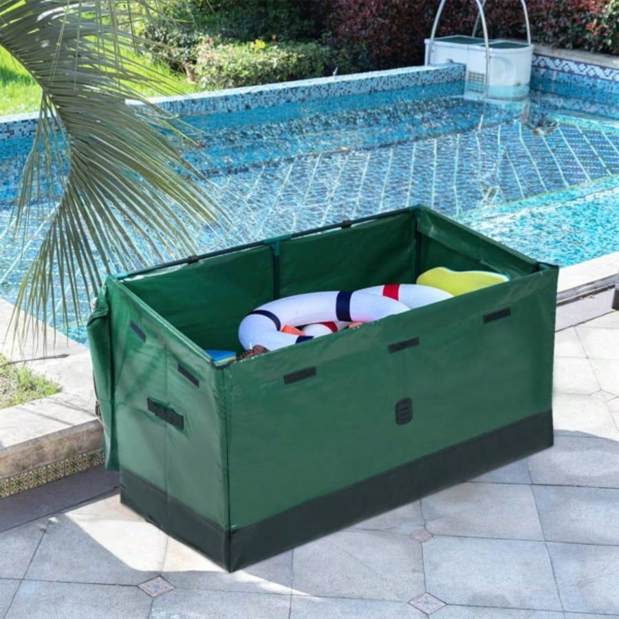 130 Gallon Waterproof Deck Box, Portable Outdoor PVC Storage Box All Weather, Camping Boat Garden Poolside Yard, Green