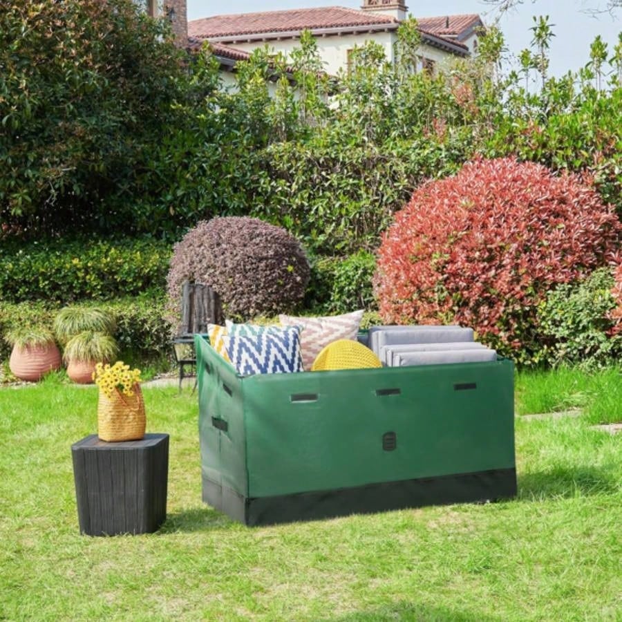 130 Gallon Waterproof Deck Box, Portable Outdoor PVC Storage Box All Weather, Camping Boat Garden Poolside Yard, Green