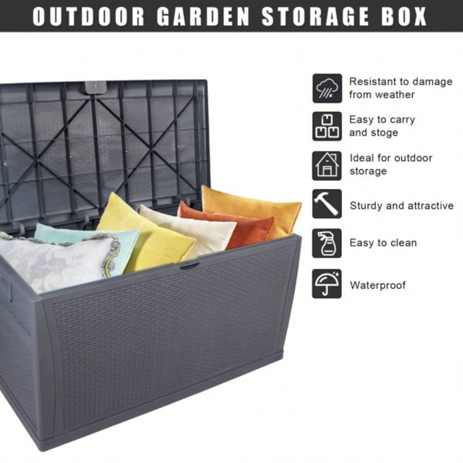 120gal 460L Outdoor Garden Plastic Storage Deck Box Chest Tools Cushions Toys Lockable Waterproof