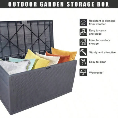 120gal 460L Outdoor Garden Plastic Storage Deck Box Chest Tools Cushions Toys Lockable Waterproof