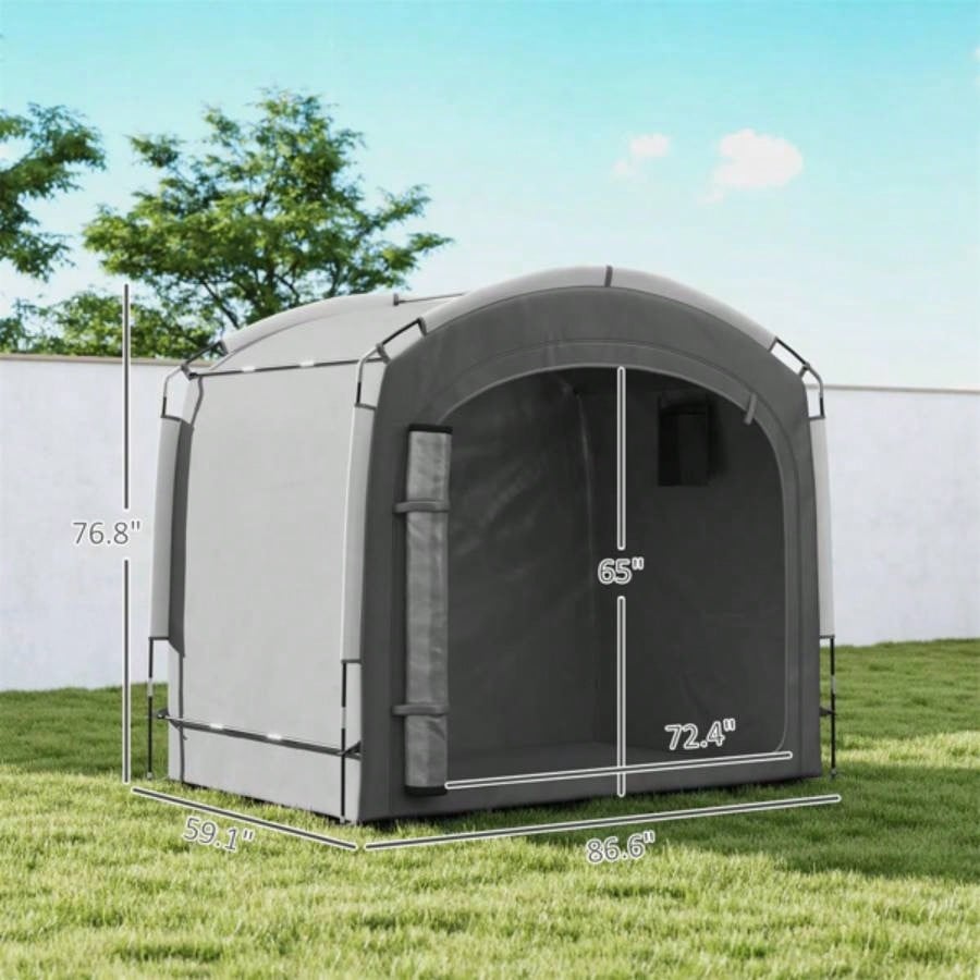 Dark Gray Bike Storage Shed Tent 3 - 4 Bicycles