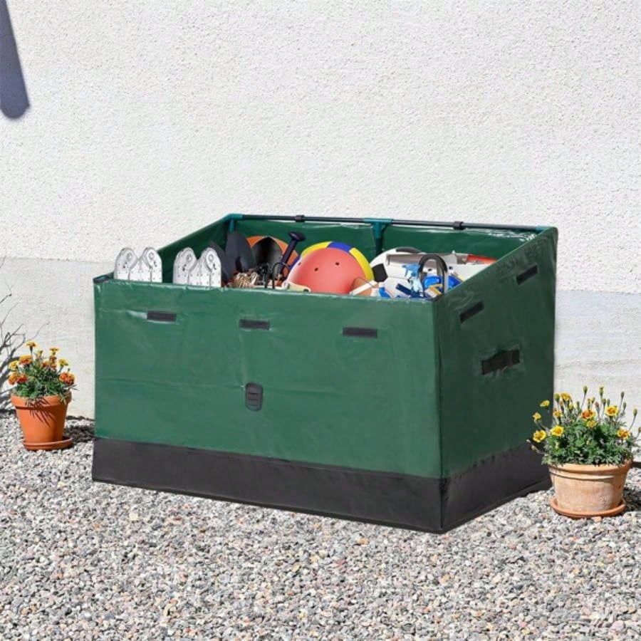 130 Gallon Waterproof Deck Box, Portable Outdoor PVC Storage Box All Weather, Camping Boat Garden Poolside Yard, Green