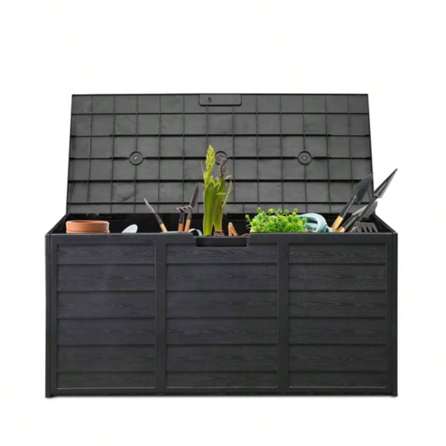 75gal 280L Outdoor Garden Plastic Storage Deck Box Chest Tools Cushions Toys Lockable BLACK