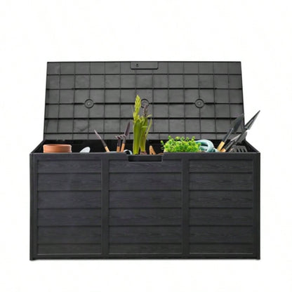 75gal 280L Outdoor Garden Plastic Storage Deck Box Chest Tools Cushions Toys Lockable BLACK