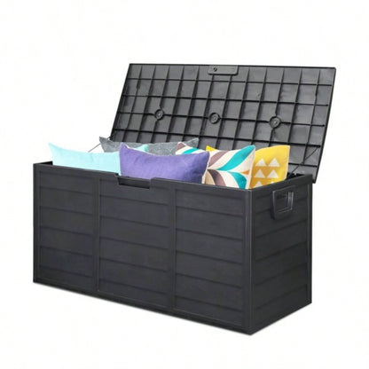 75gal 280L Outdoor Garden Plastic Storage Deck Box Chest Tools Cushions Toys Lockable BLACK