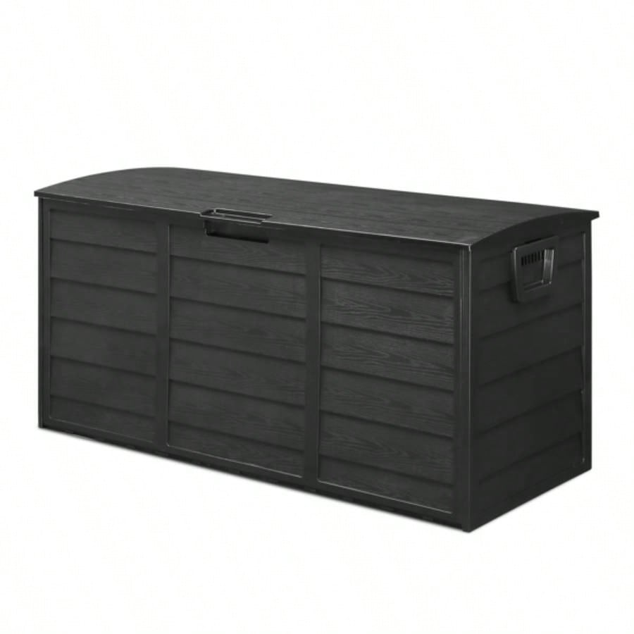 75gal 280L Outdoor Garden Plastic Storage Deck Box Chest Tools Cushions Toys Lockable BLACK