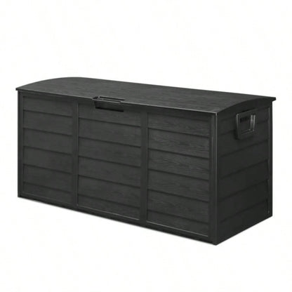 75gal 280L Outdoor Garden Plastic Storage Deck Box Chest Tools Cushions Toys Lockable BLACK