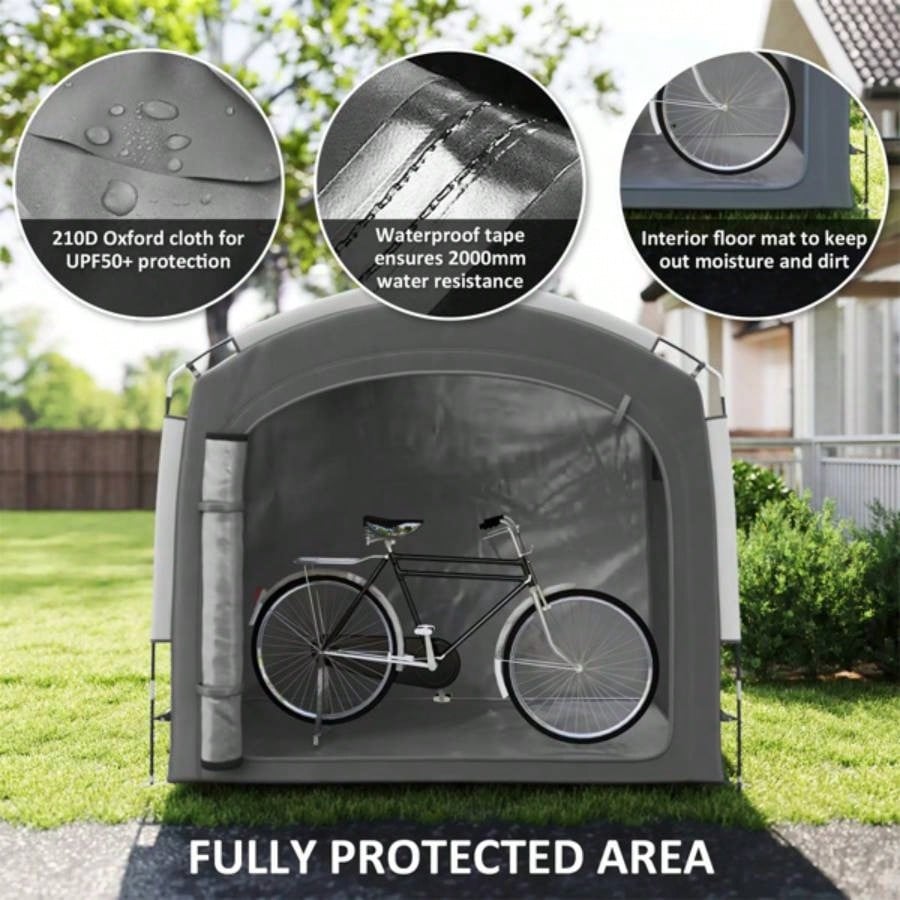 Dark Gray Bike Storage Shed Tent 3 - 4 Bicycles
