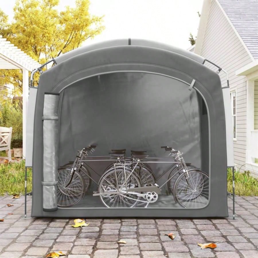 Dark Gray Bike Storage Shed Tent 3 - 4 Bicycles