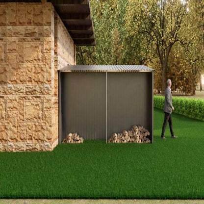 New Outdoor Storage Shed has two Functions: Metal shed and Firewood Shed 11ftx13ft,