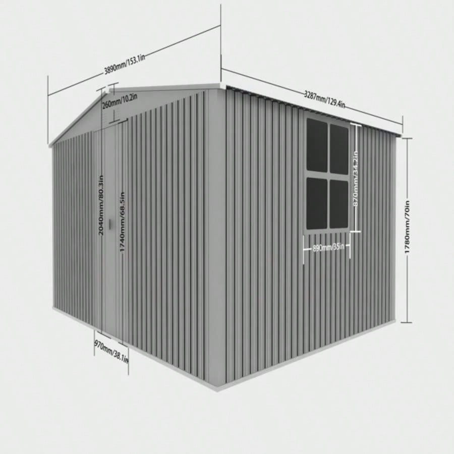 New Outdoor Storage Shed has two Functions: Metal shed and Firewood Shed 11ftx13ft,