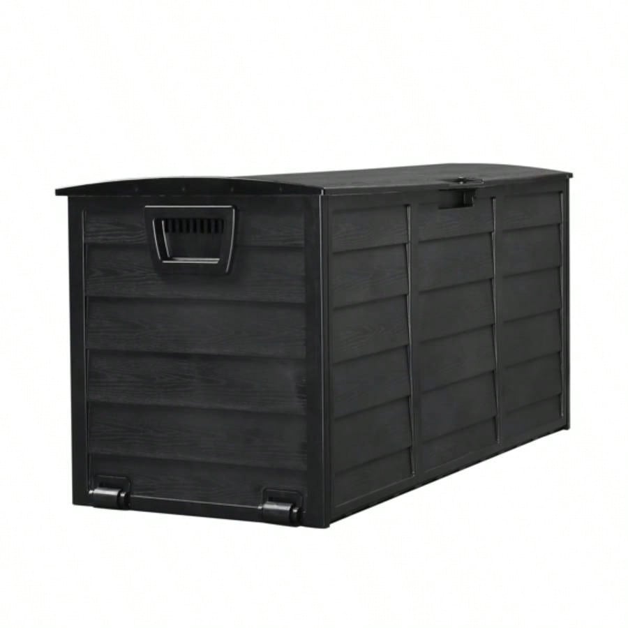 75gal 280L Outdoor Garden Plastic Storage Deck Box Chest Tools Cushions Toys Lockable BLACK